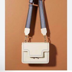 Anthropologie Cream Crossbody Bag with Striped Strap